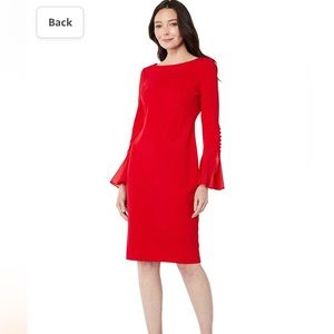 Calvin Klein Red Bell Sleeves Dress